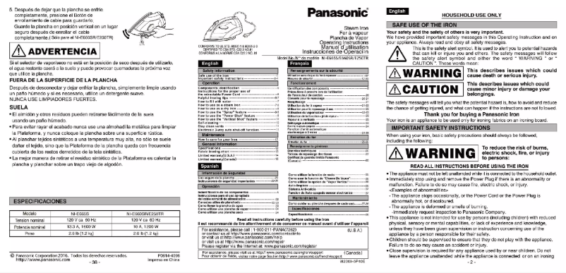 Página 1 del manual Manual de usuario Panasonic NI-E665S