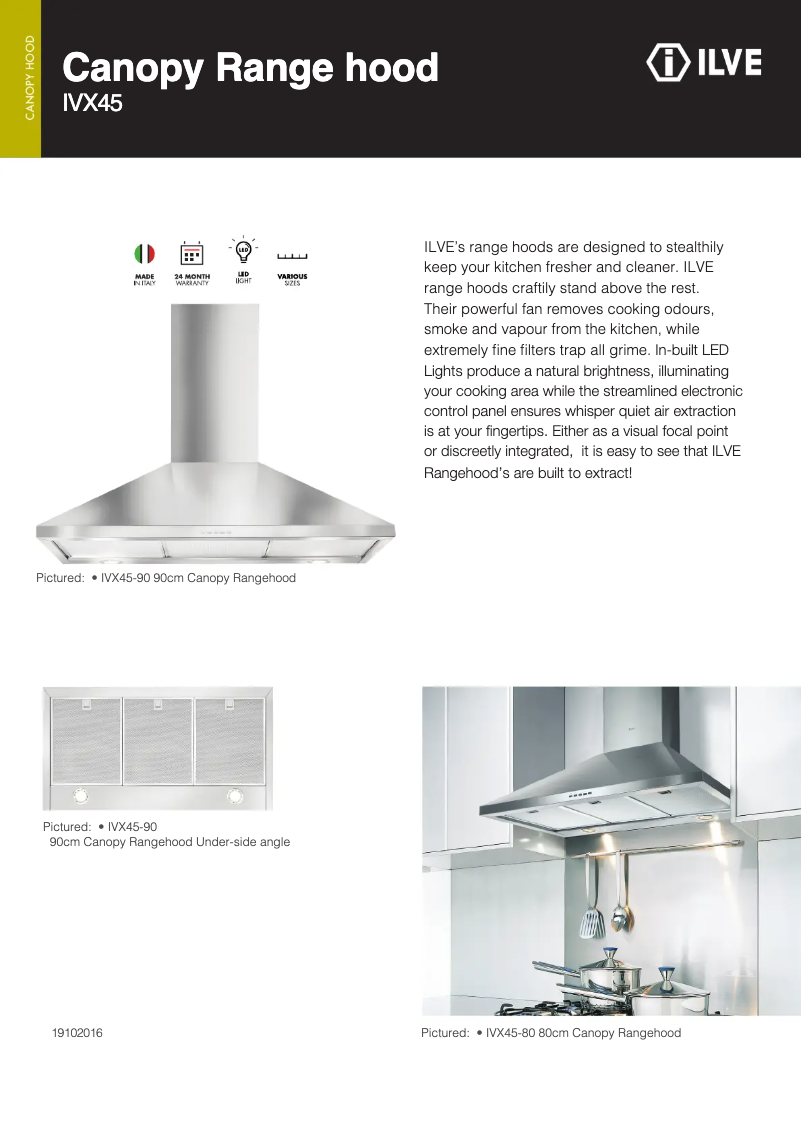 Página 1 del manual Ficha técnica Ilve IVX45/60