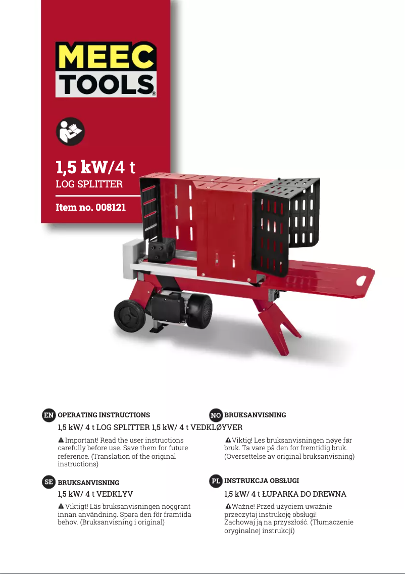 Page 1 de la notice Manuel utilisateur Meec Tools 008-121