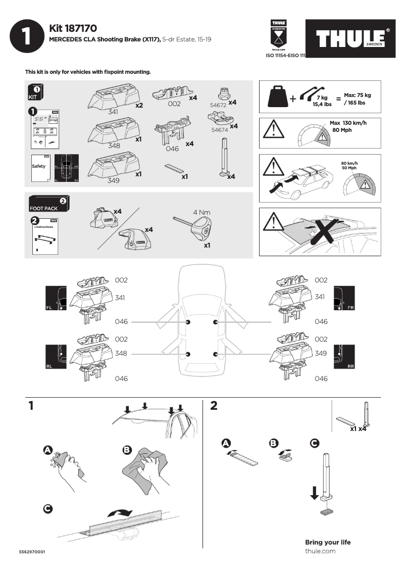 Page 1 de la notice Manuel utilisateur Thule Kit 187170