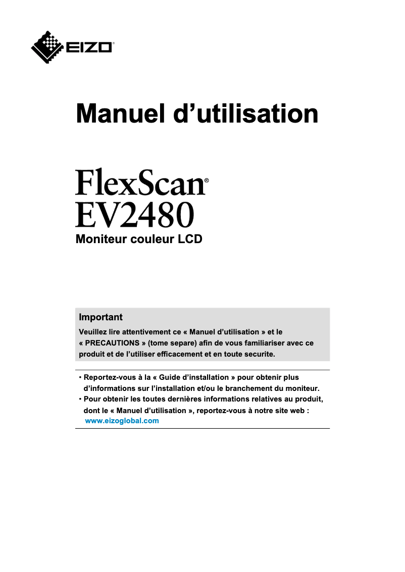 Page 1 de la notice Manuel utilisateur Eizo EV2480