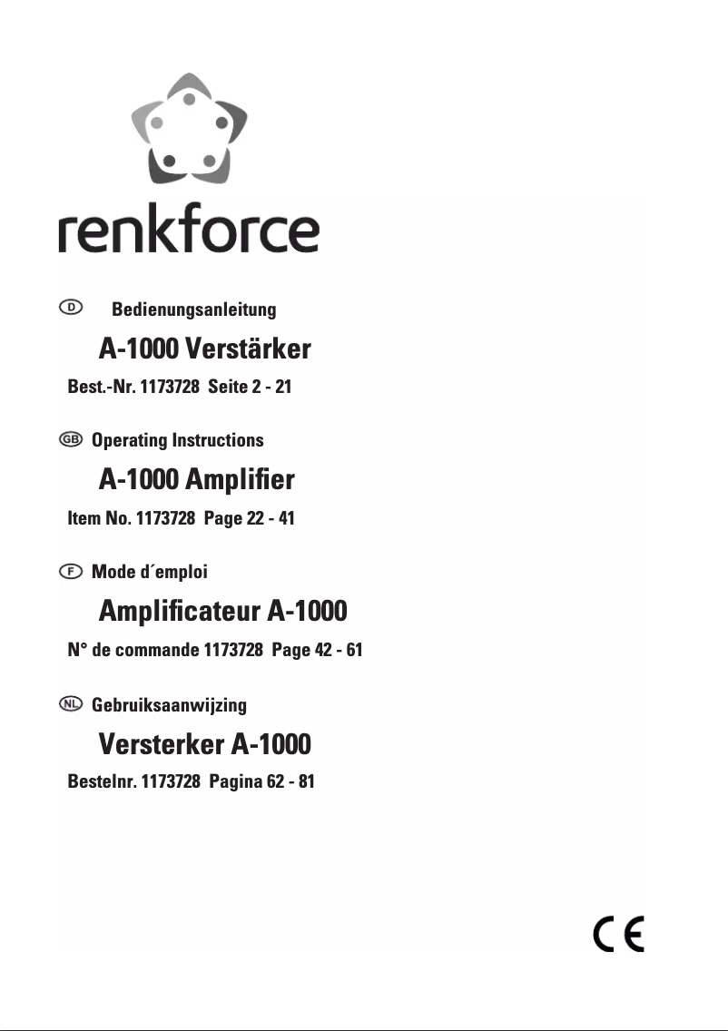 Página 1 del manual Manual de usuario Renkforce A-1000