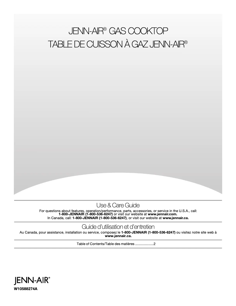 Page 1 de la notice Manuel utilisateur Jenn-Air JGC7530BS