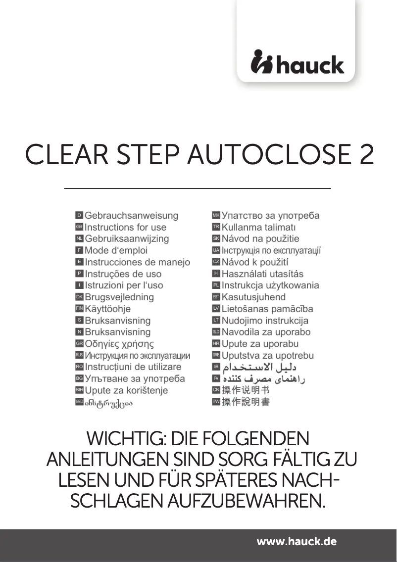 Page 1 de la notice Manuel utilisateur Hauck Clear Step Autoclose