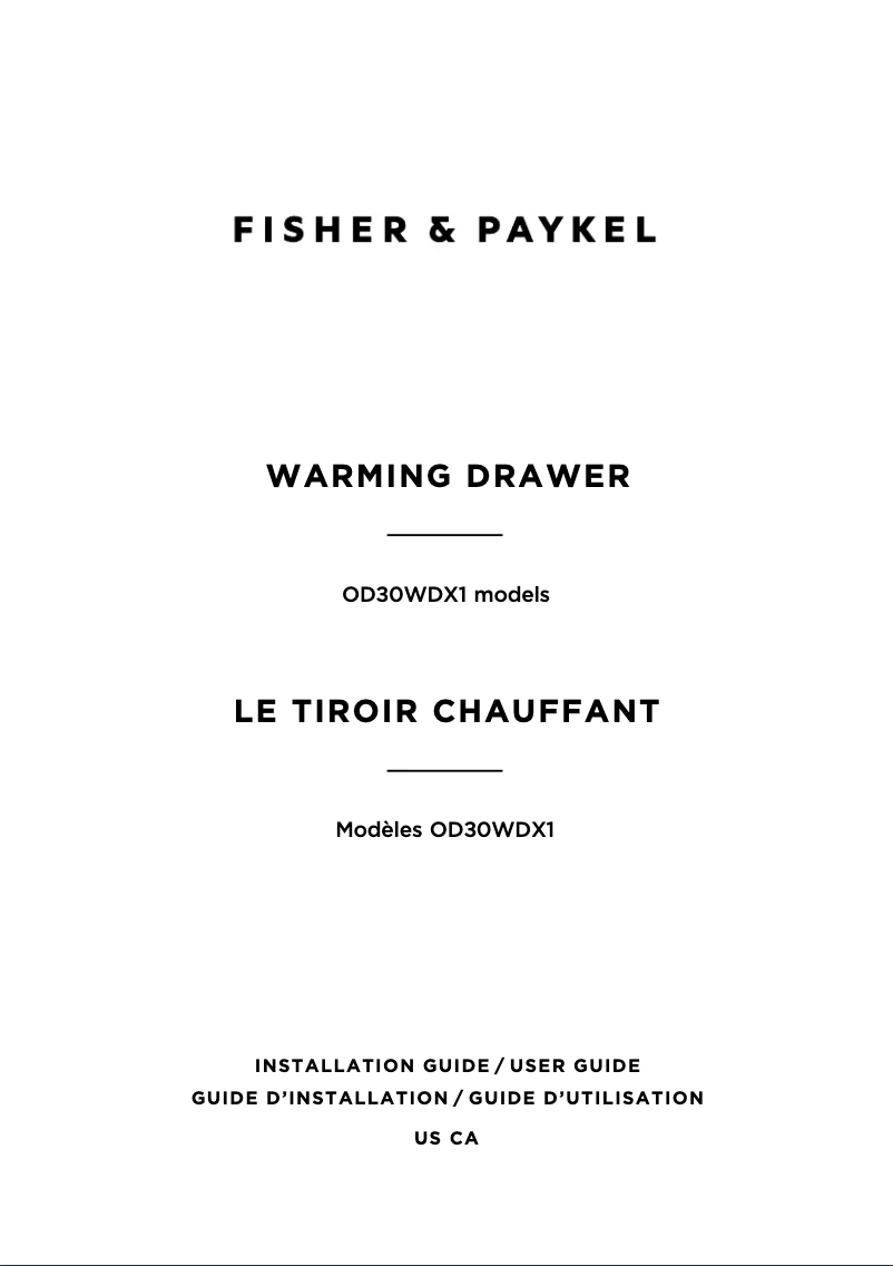Page n°1 - Manuel d'utilisation et d'entretien Fisher & Paykel OD30WDX2UB