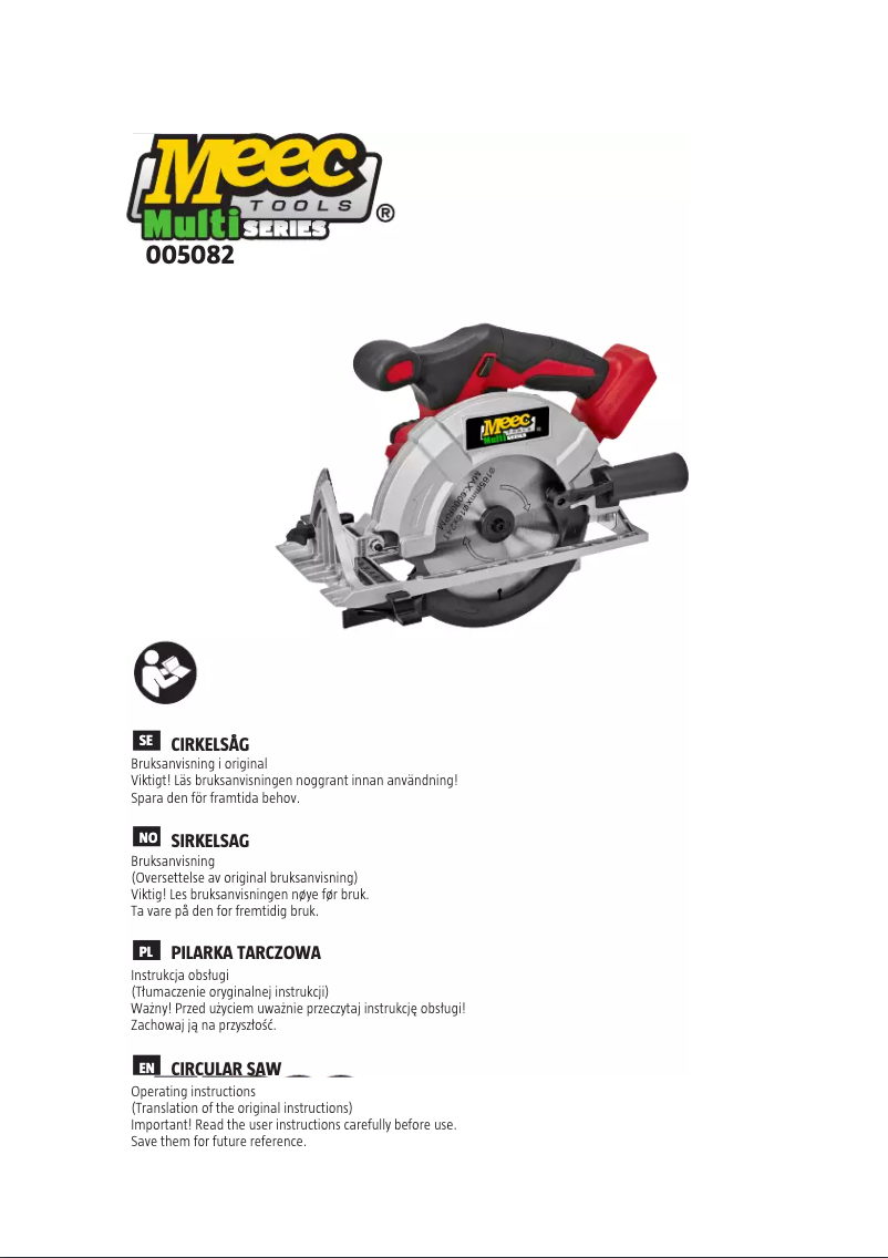 Page 1 de la notice Manuel utilisateur Meec Tools 005082