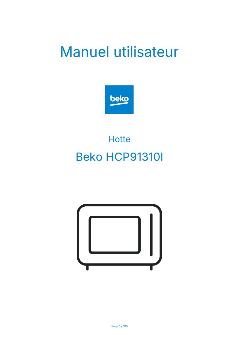 Image de la première page du manuel de l'appareil HCP91310I
