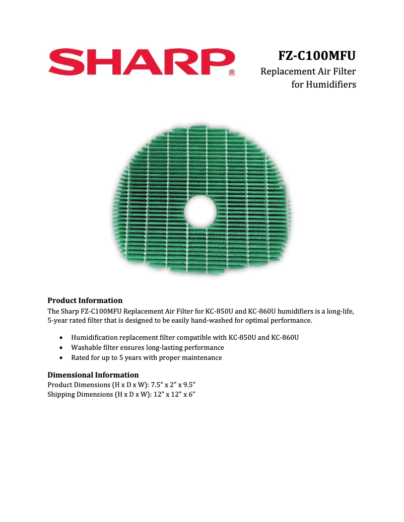 Page 1 de la notice Manuel utilisateur Sharp FZ-C100MFU