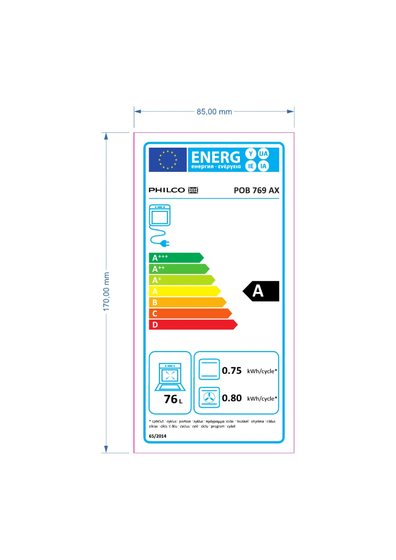 Page n°1 - Label énergétique Philco POB 769 AX