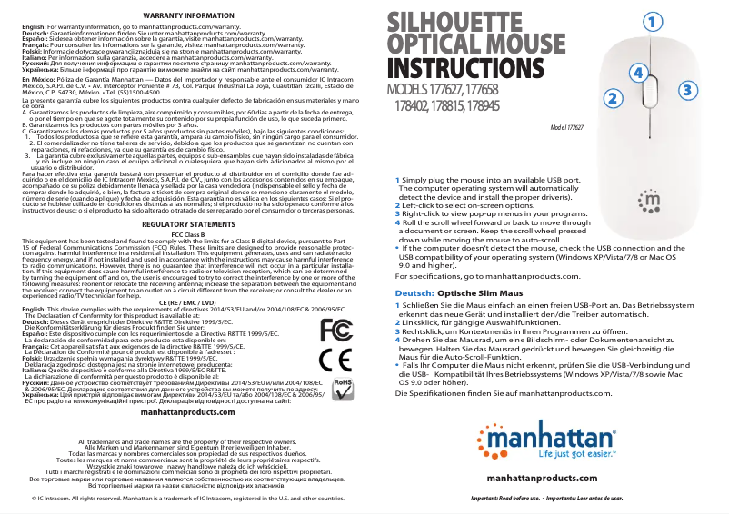 Page n°1 - Manuel utilisateur Manhattan 178815