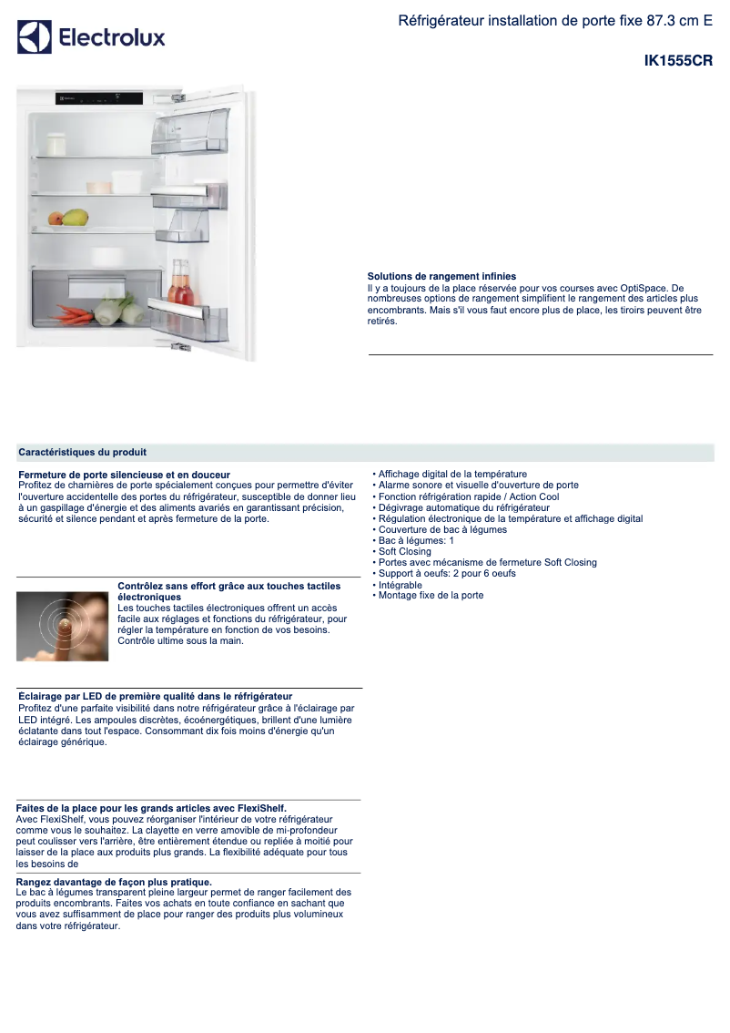 Página 1 del manual Ficha técnica Electrolux IK1555CR