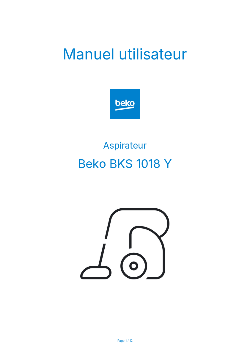 Page n°1 - Manuel utilisateur Beko BKS 1018 Y