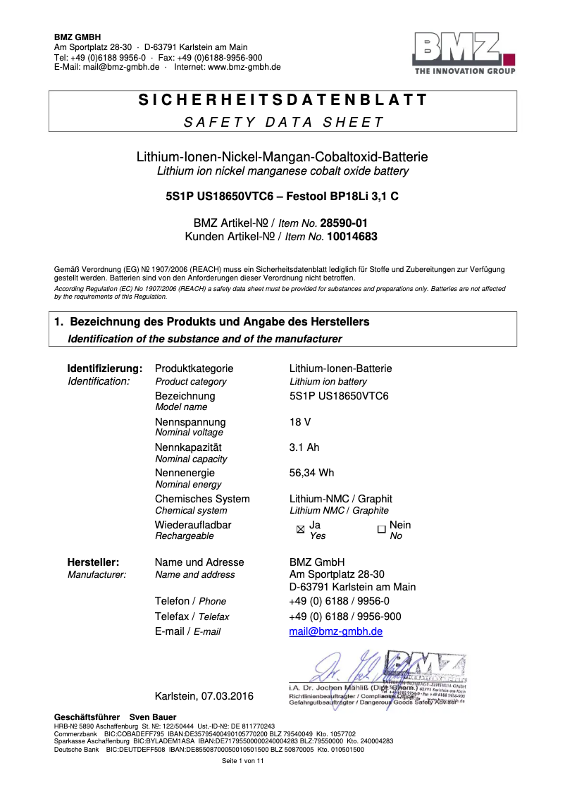 Image de la première page du manuel de l'appareil BP 18 Li