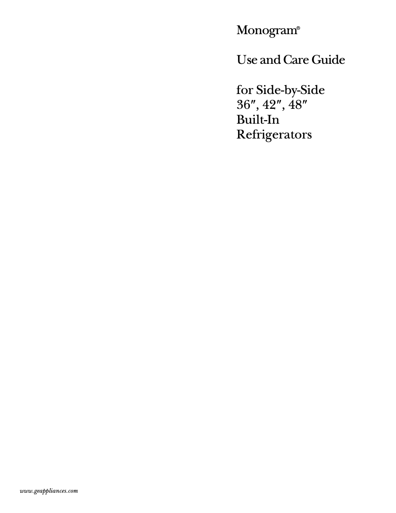 Page 1 de la notice Manuel d'utilisation et d'entretien GE ZISS42NCSS