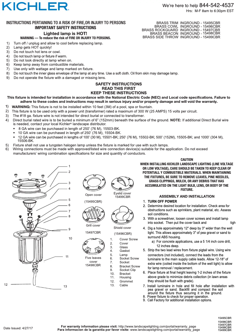 Page n°1 - Manuel utilisateur Kichler 15496CBR