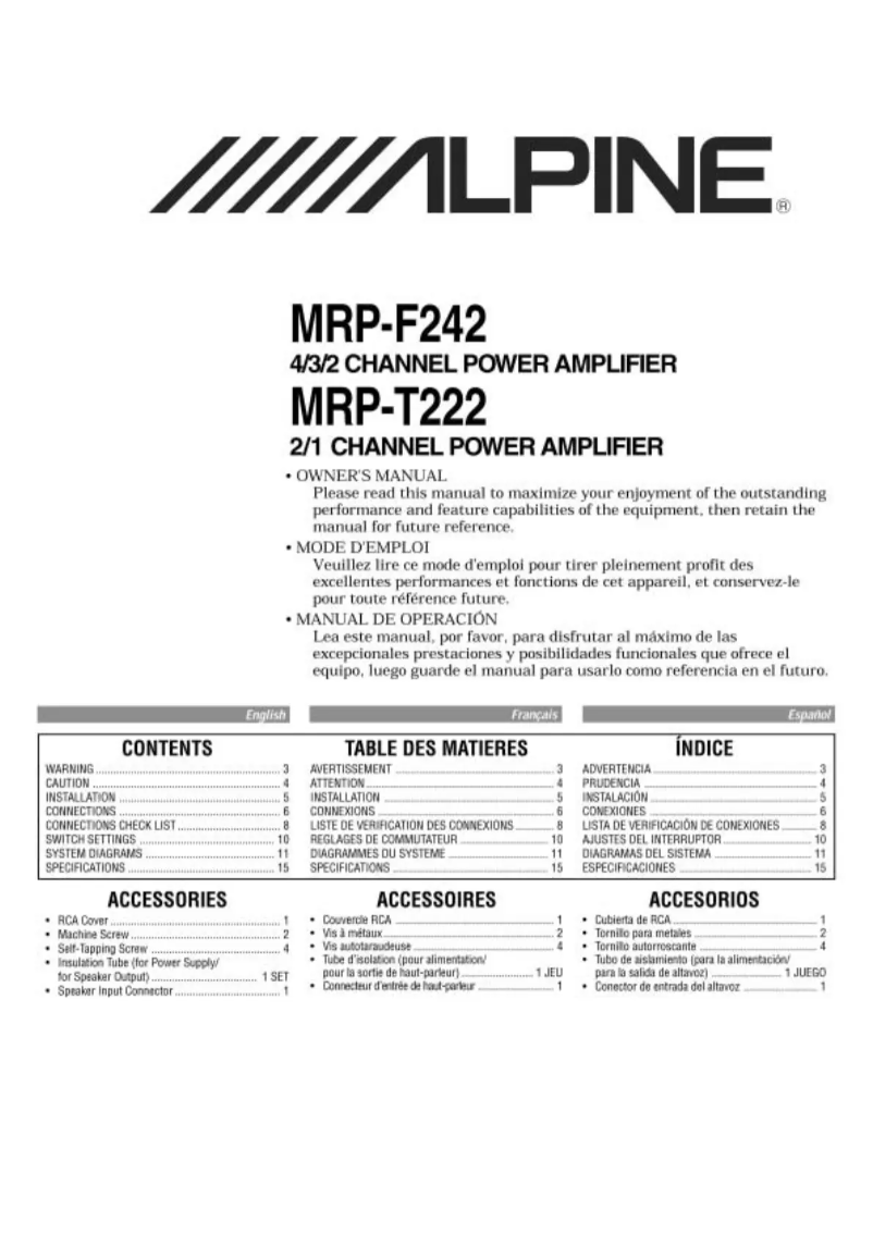 Page 1 de la notice Manuel utilisateur Alpine MRP-F242