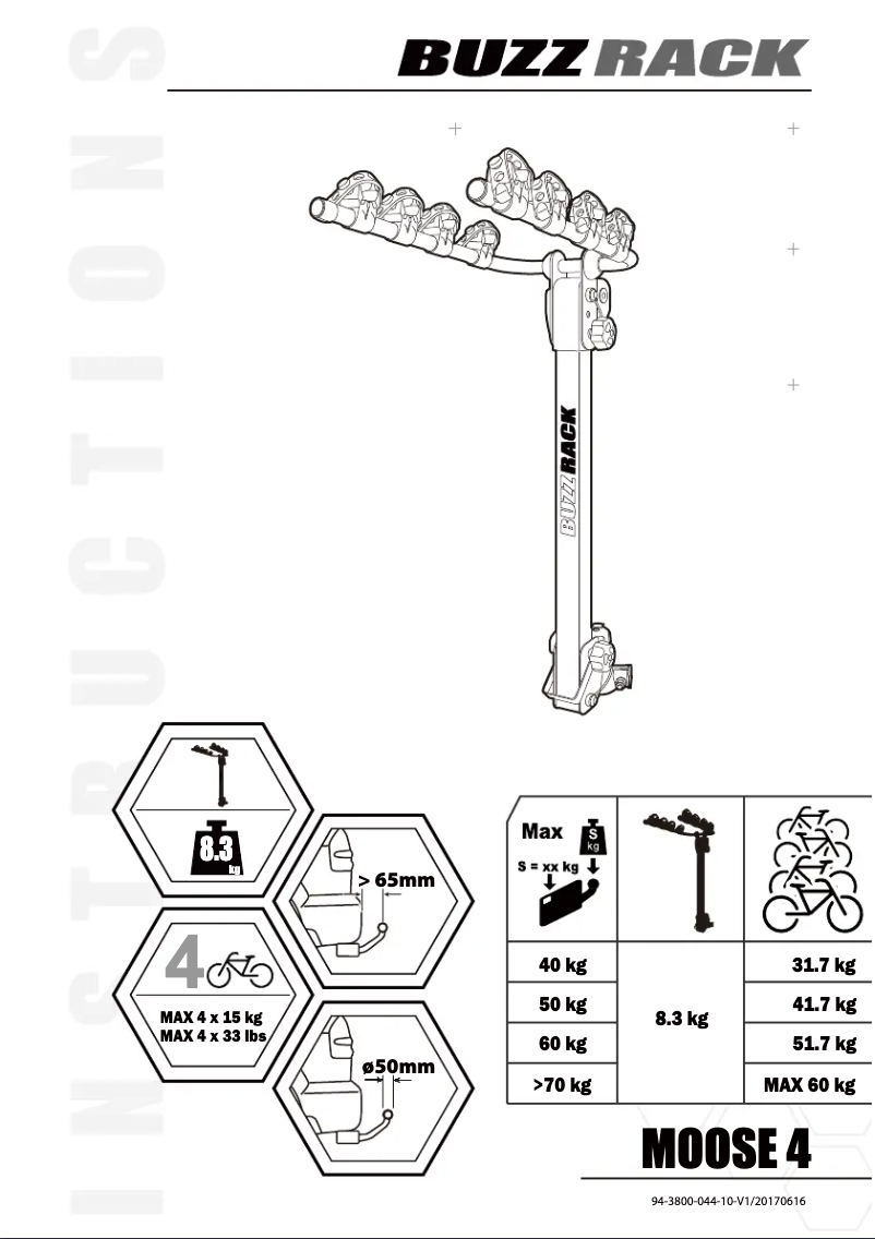 Page 1 de la notice Manuel utilisateur Buzz Rack Moose 4