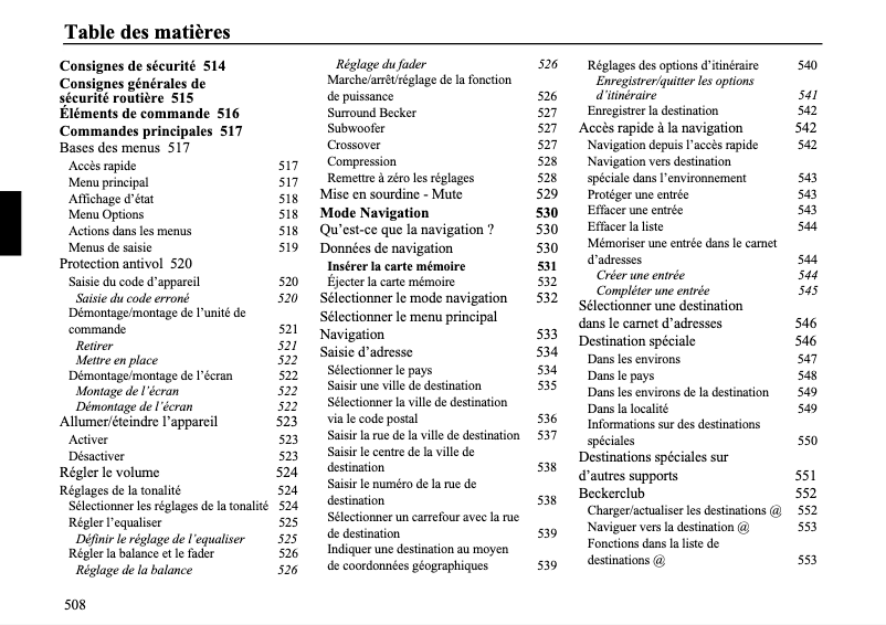 Page n°1 - Manuel utilisateur Becker CascadePro 7941