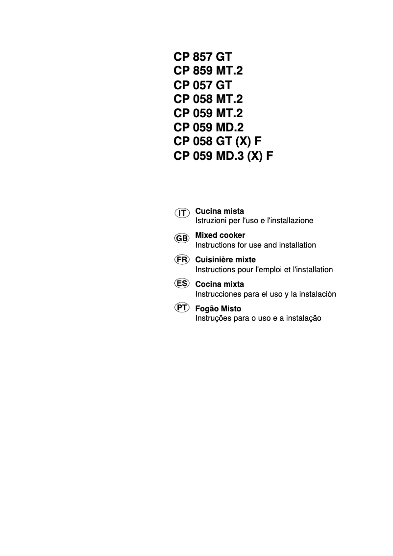 Page 1 de la notice Manuel utilisateur Hotpoint CP 857 GT