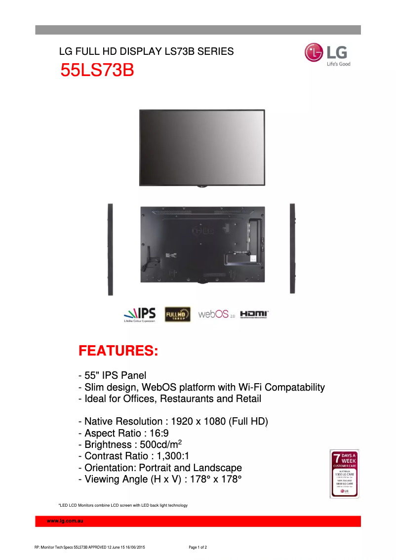 Image de la première page du manuel de l'appareil 55LS73B