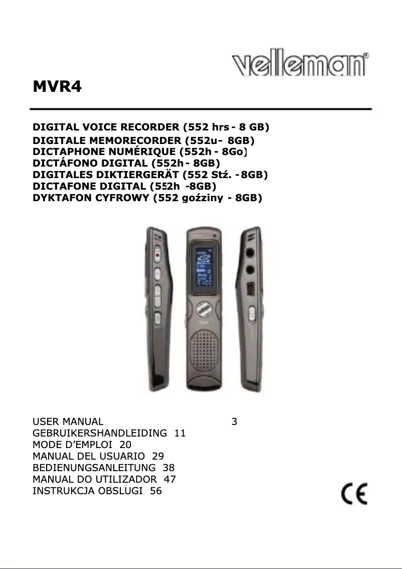 Page 1 of the manual User Manual Velleman MVR4