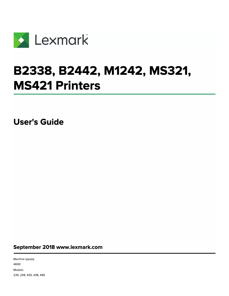 Página 1 del manual Manual de usuario Lexmark B2442dw