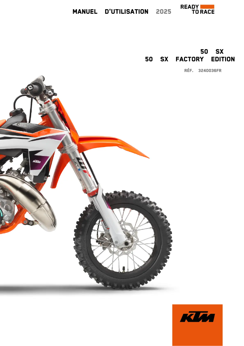 Page n°1 - Manuel utilisateur KTM 50 SX Factory Edition (2025)