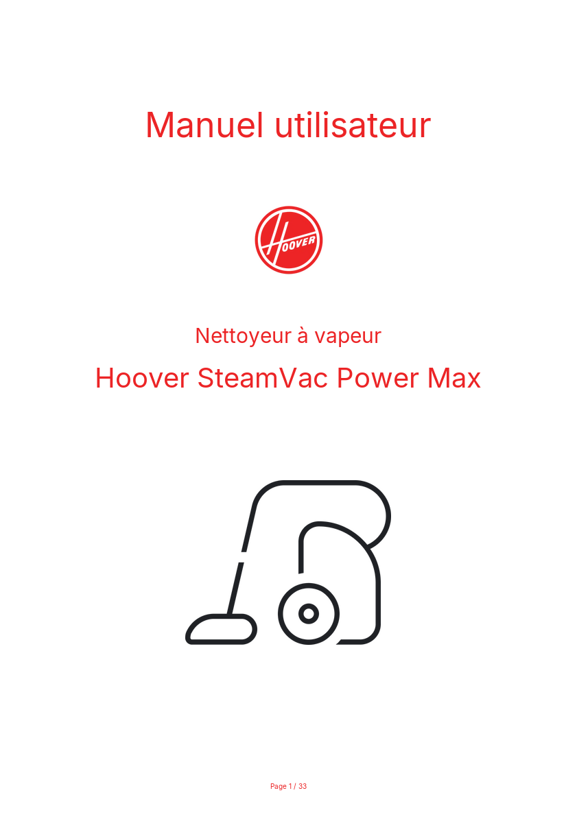 Image de la première page du manuel de l'appareil SteamVac Power Max