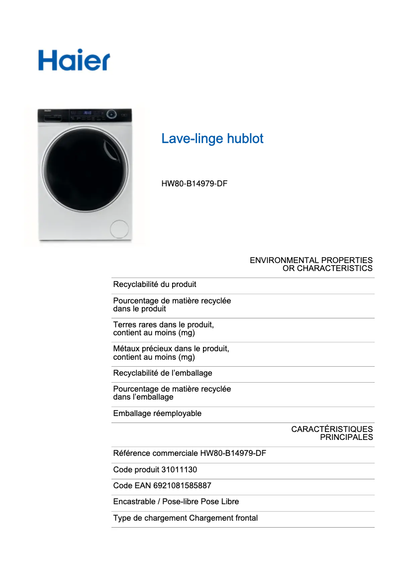 Image de la première page du manuel de l'appareil HW80-B14979