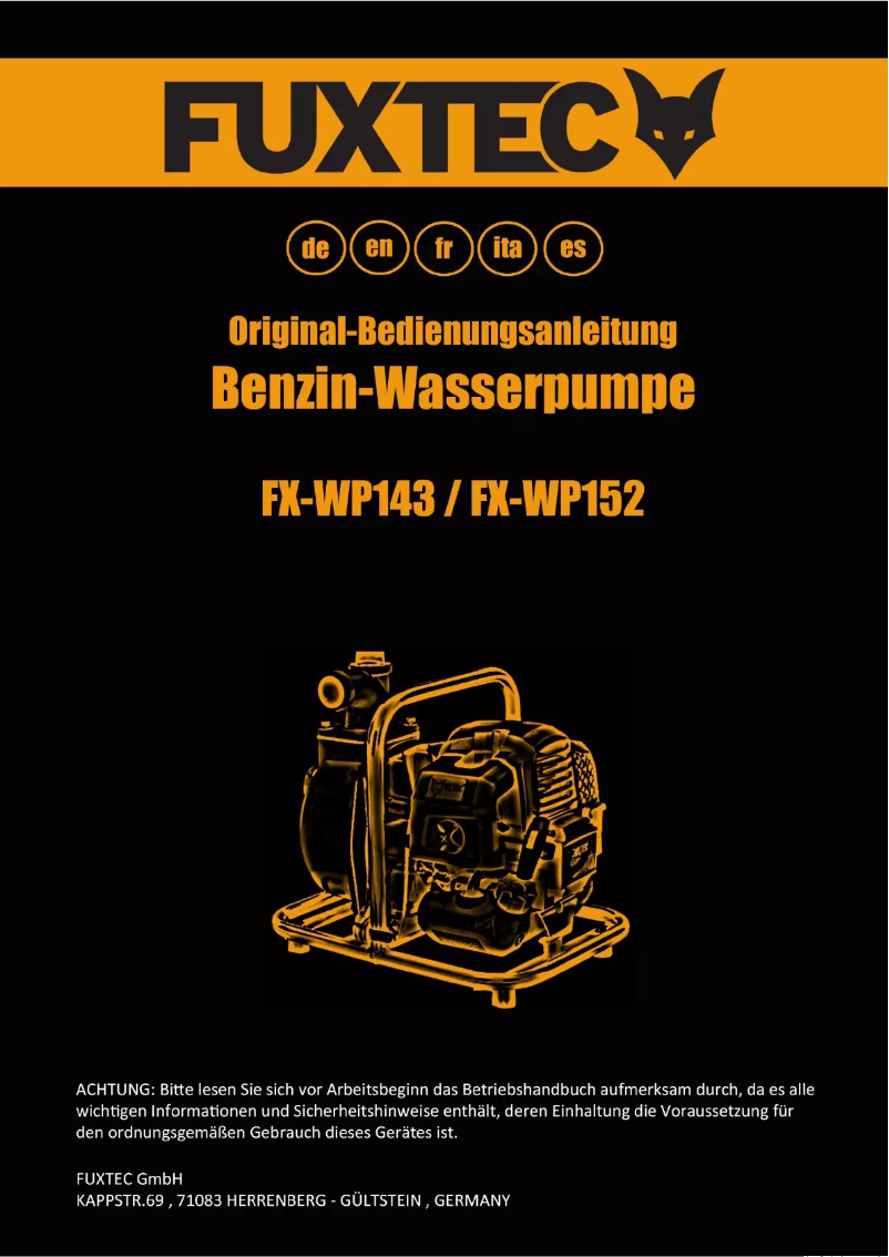 Image de la première page du manuel de l'appareil FX-WP152