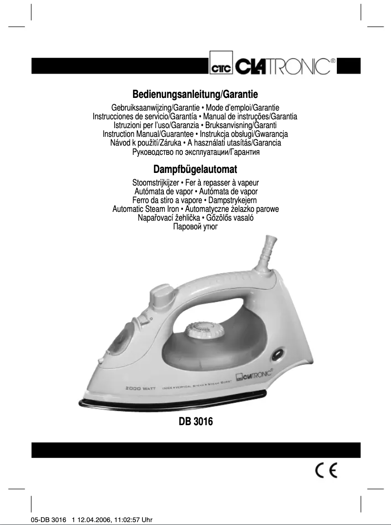 Page 1 de la notice Manuel utilisateur Clatronic DB 3016