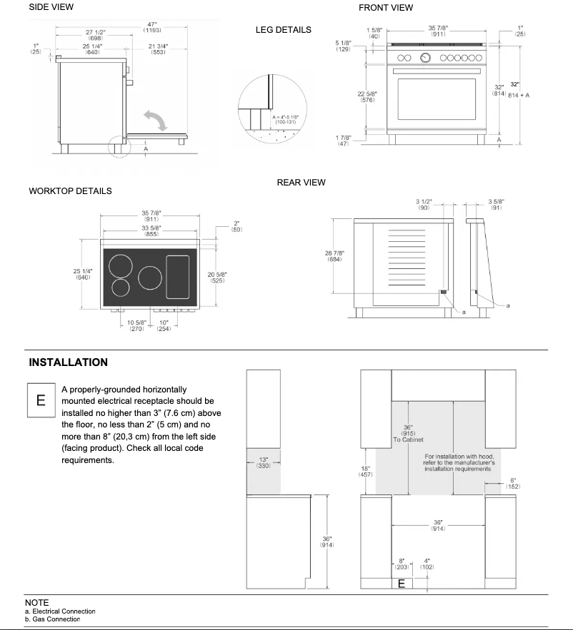 Página 1 del manual Guía de instalación Bertazzoni PRO365ICFEPXT