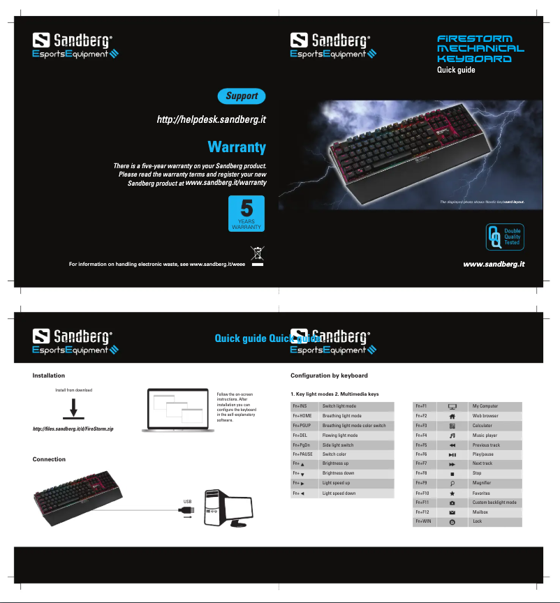 Page 1 de la notice Manuel utilisateur Sandberg FireStorm