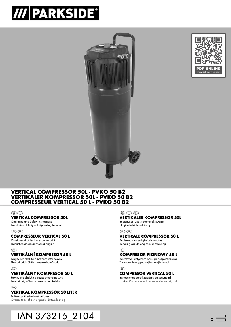 Page 1 de la notice Manuel utilisateur Parkside PVKO 50 B2