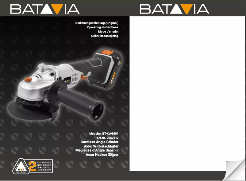 Image de la première page du manuel de l'appareil BT-CAG001