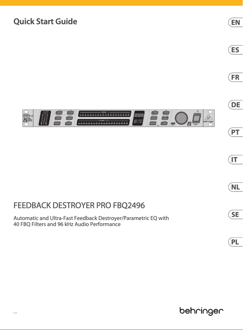 Page 1 de la notice Guide de démarrage rapide Behringer FBQ2496