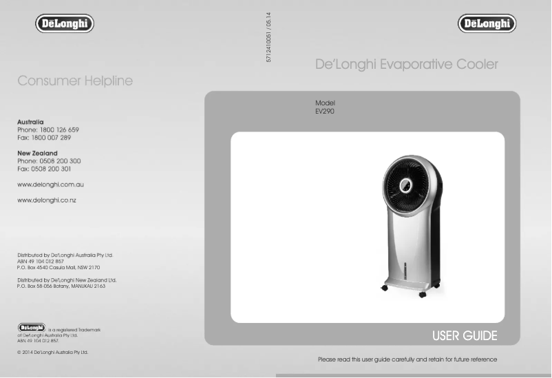 Page n°1 - Manuel utilisateur DeLonghi EV290