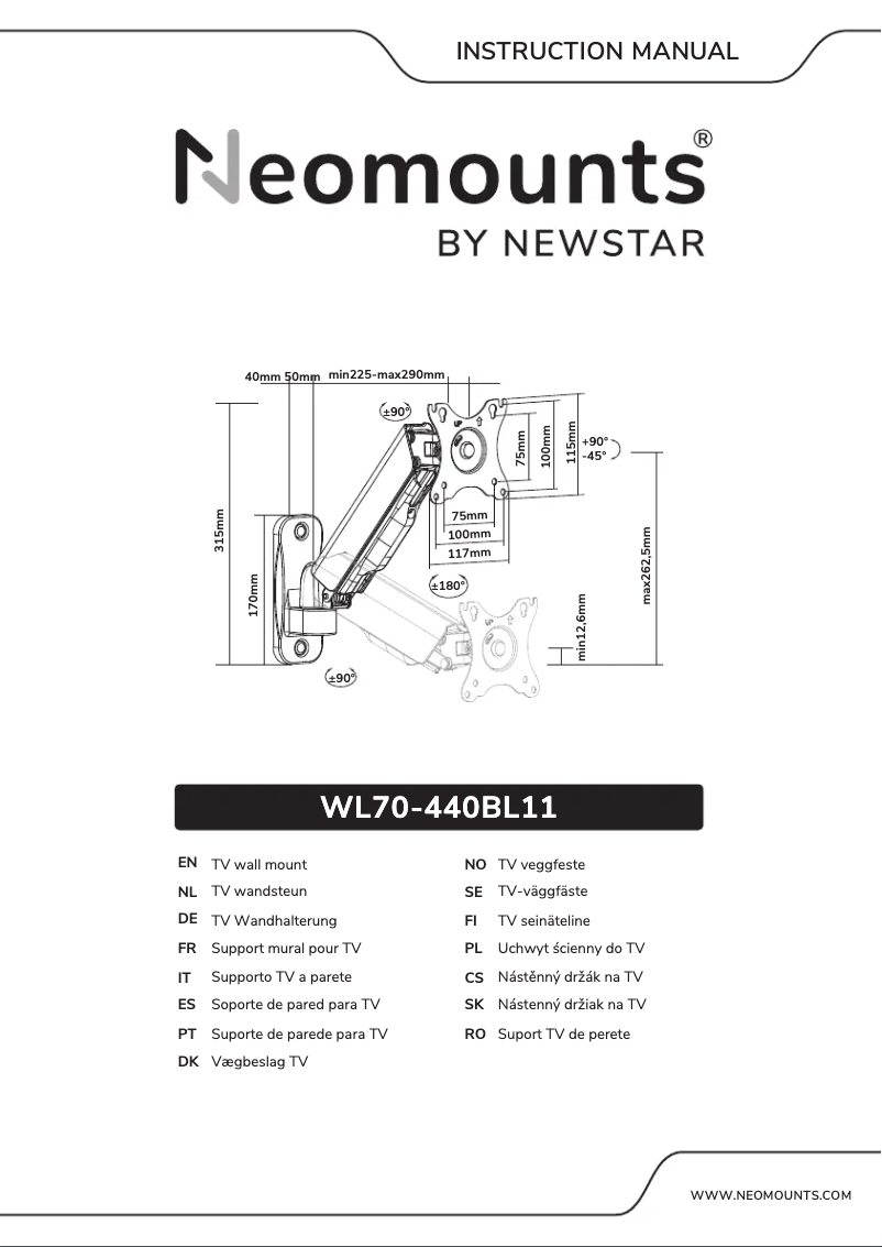 Page 1 de la notice Manuel utilisateur Newstar WL70-440BL11