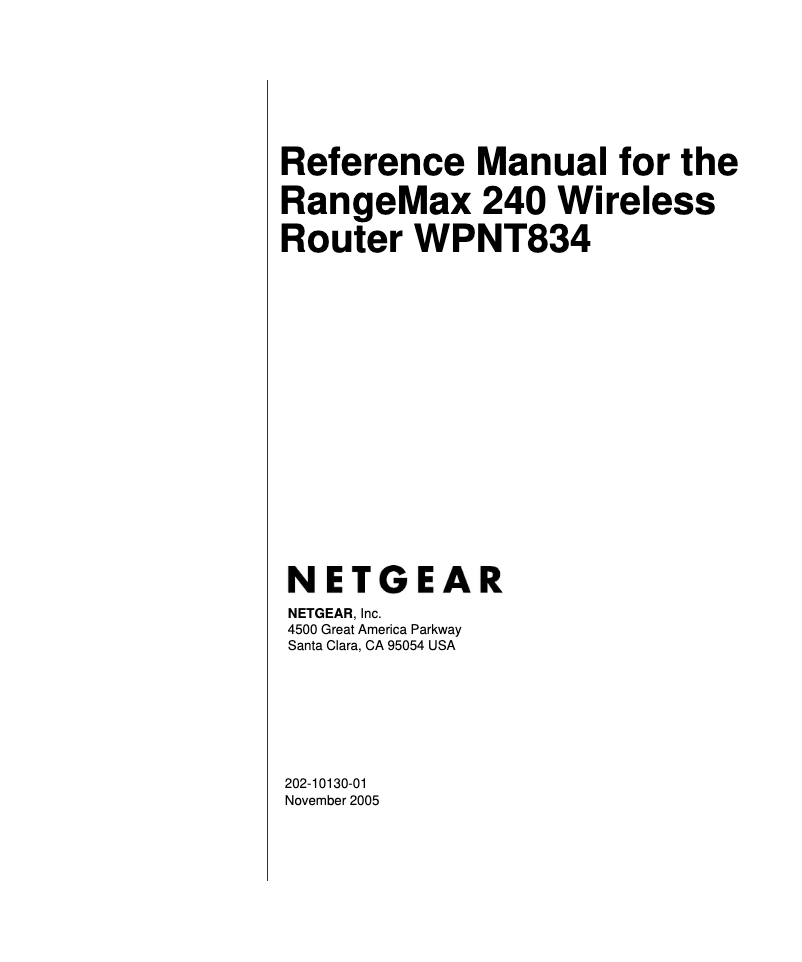 Page n°1 - Manuel utilisateur Netgear RangeMax 240
