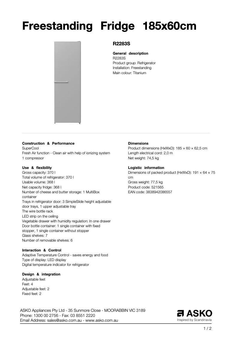 Image de la première page du manuel de l'appareil R2283S