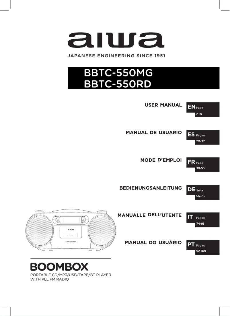 Page n°1 - Manuel utilisateur Aiwa BBTC-550BK