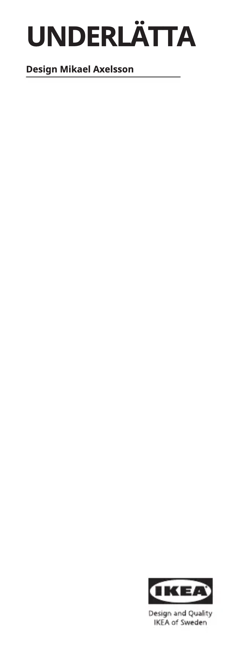 Image de la première page du manuel de l'appareil UNDERLÄTTA 303.602.32