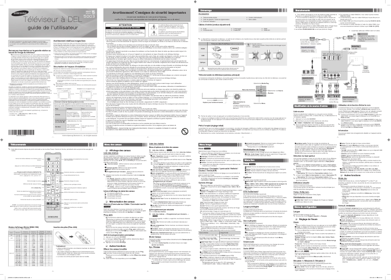 Image de la première page du manuel de l'appareil UN40H5003AF