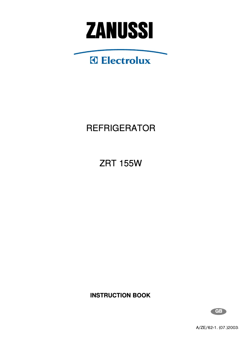 Page 1 de la notice Manuel utilisateur Zanussi-Electrolux ZRT155W