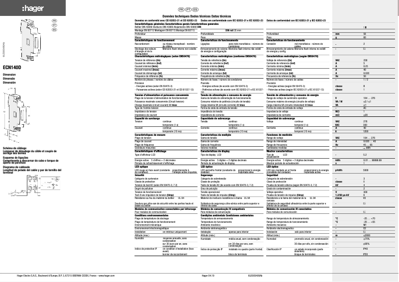 Page n°1 - Manuel utilisateur Hager ECN140D