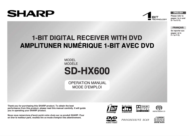 Page n°1 - Manuel utilisateur Sharp SD-HX600