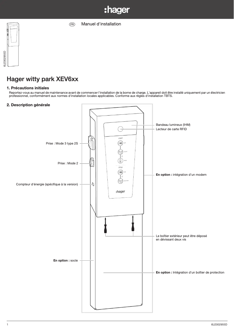 Image de la première page du manuel de l'appareil XEV601C
