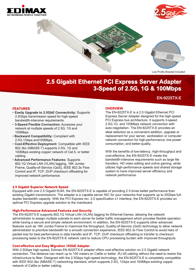 Página 1 del manual Ficha técnica Edimax EN-9225TX-E