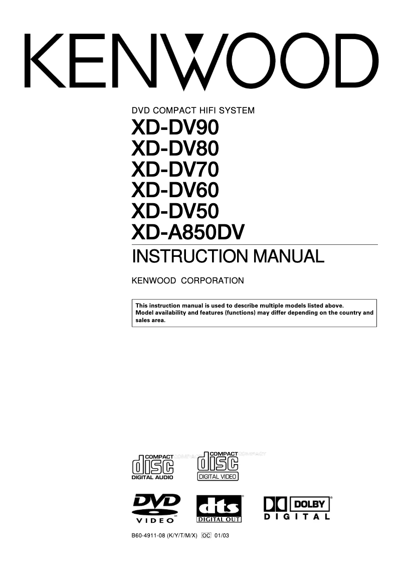 Page 1 de la notice Manuel utilisateur Kenwood XD-DV90
