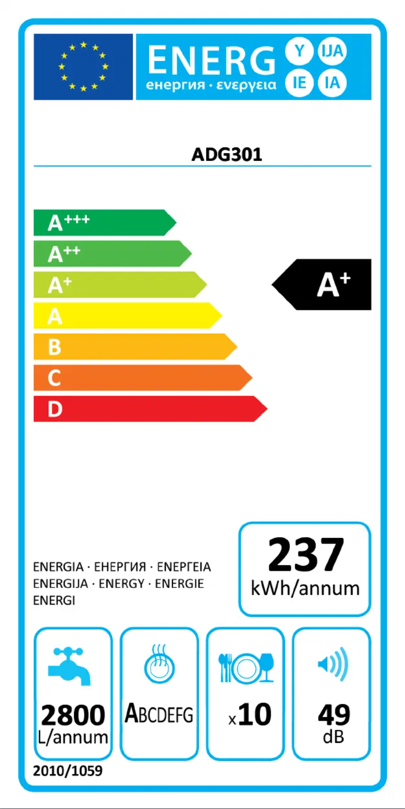 Page n°1 - Label énergétique Whirlpool ADG 301